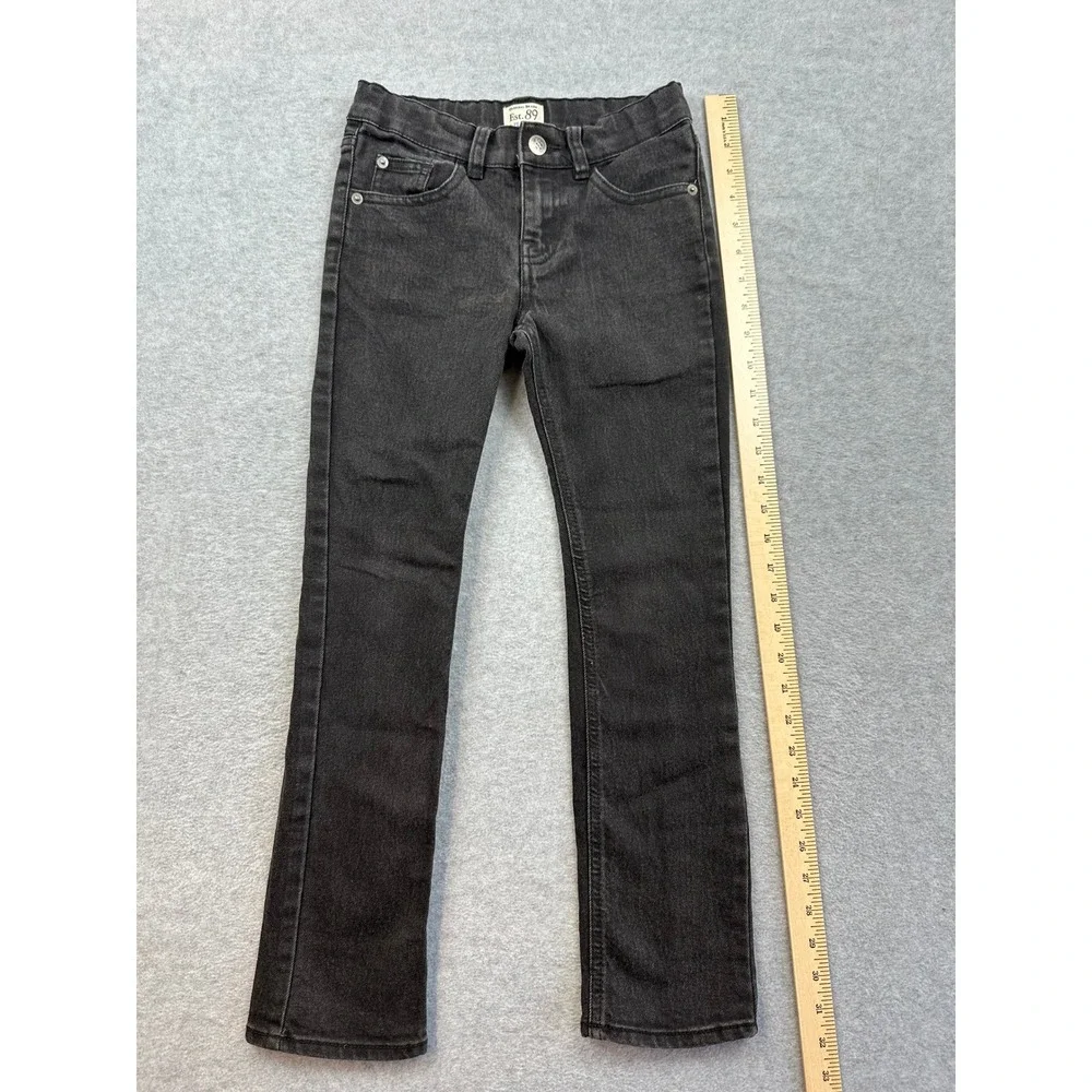 The Childrens Place Girls Skinny Stretch Jeans Black Denim Size 8 Heart Pockets